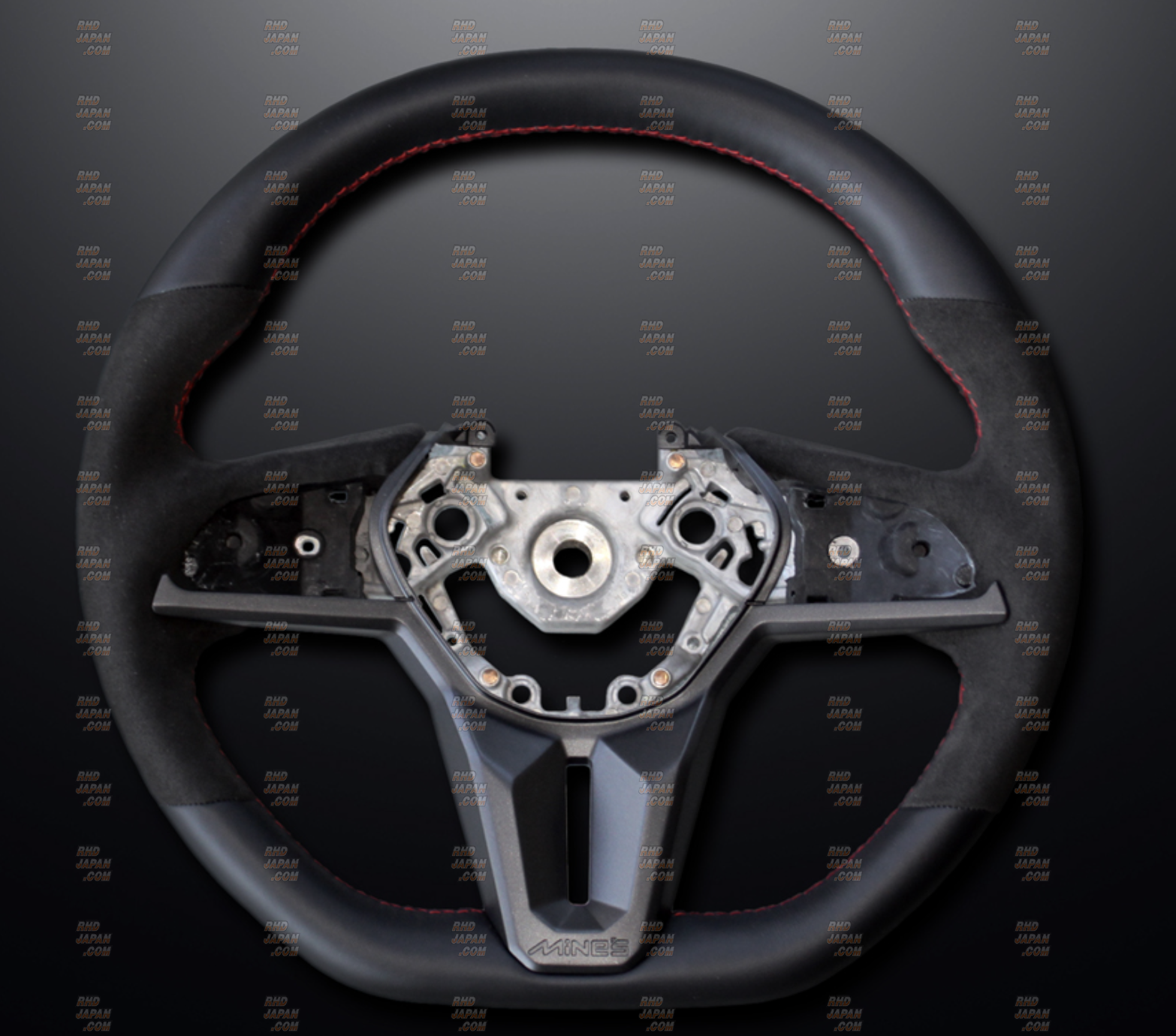Mine's Leather Steering Wheel Grey Stitch - GT-R R35 MY17~ Kouki